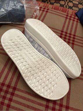 Hey Dude Women’s Slip-On Sneakers in Light Gray and White Knit